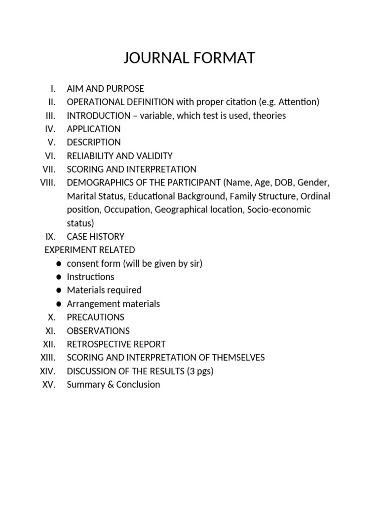 Journal Format for Research Studies | PDF