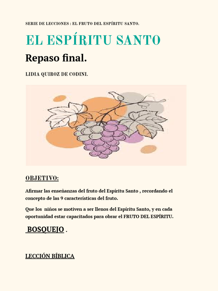 El Fruto del Espíritu Santo | PDF | espíritu Santo | Creencia religiosa ...