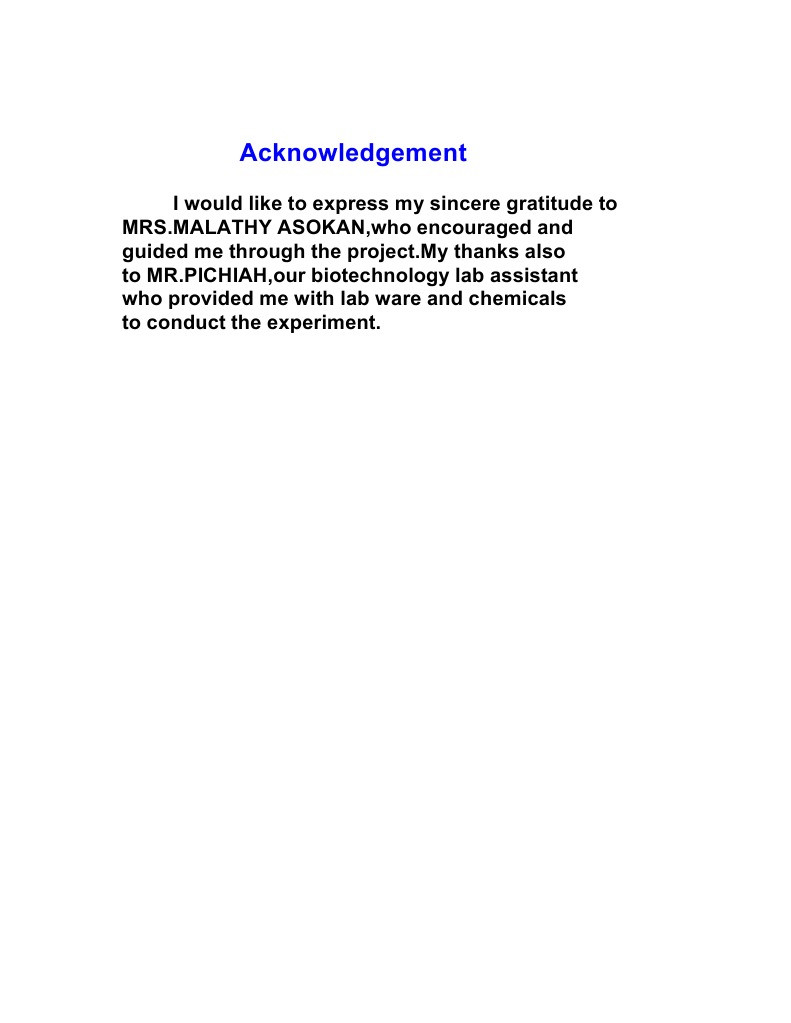 Acknowledgements for Project Support | PDF