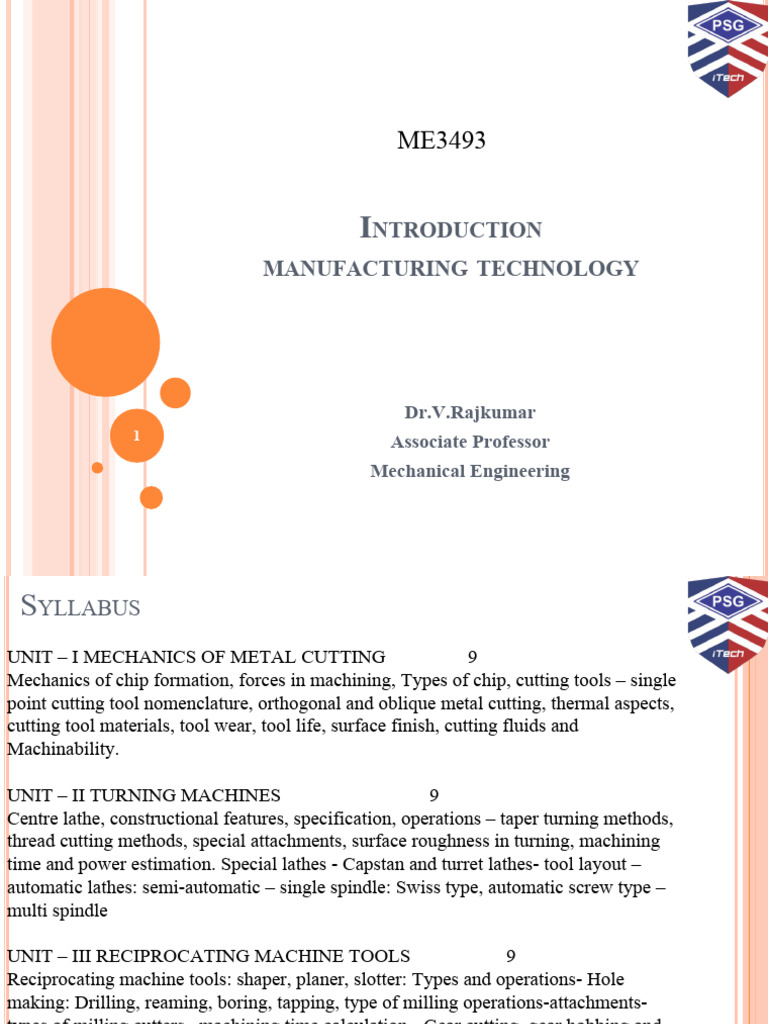 Manufacturing Technology Syllabus Overview | PDF | Machining | Grinding ...