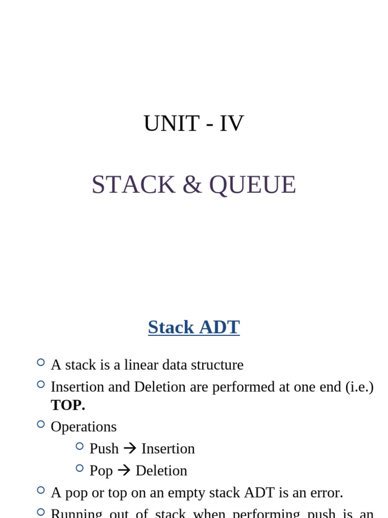 Stack and Queue Data Structures Overview | PDF | Queue (Abstract Data ...