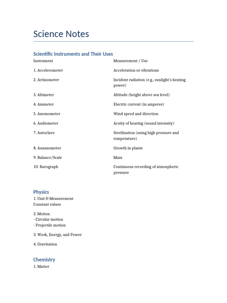 Essential Scientific Instruments Guide | PDF