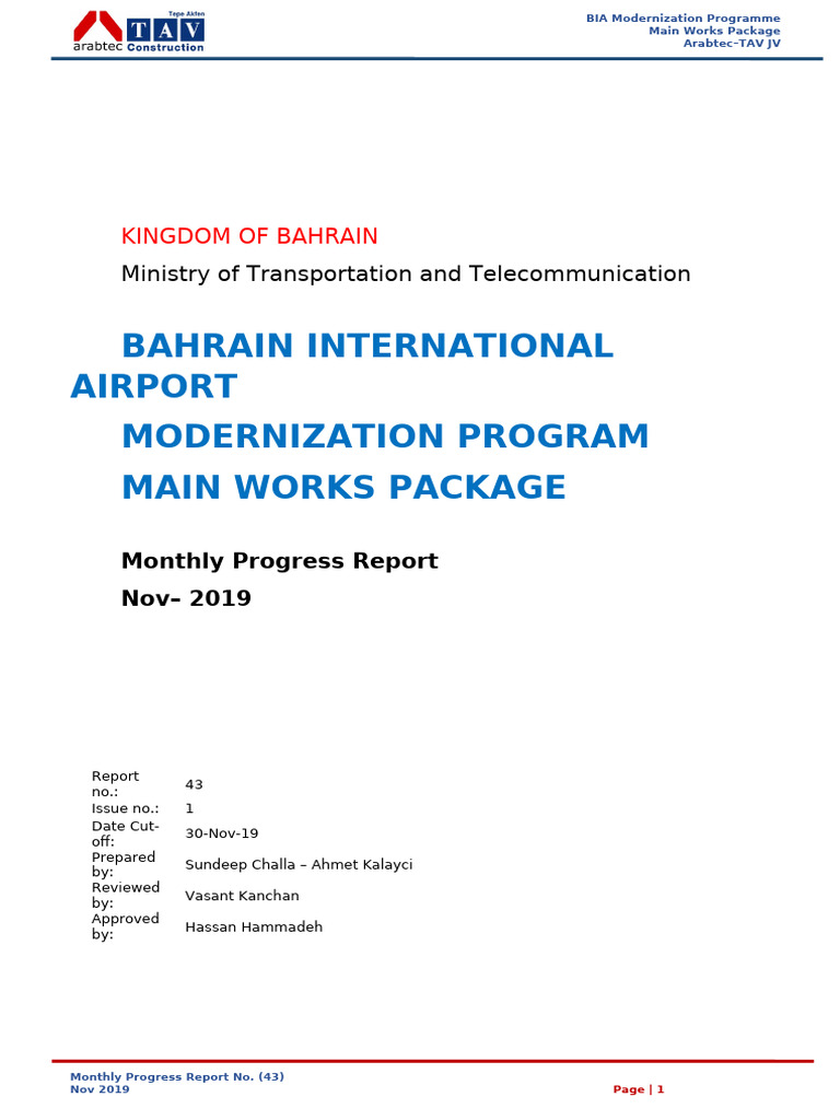 Bahrain Airport Modernization Report Nov 2019 | PDF | Airport | Door