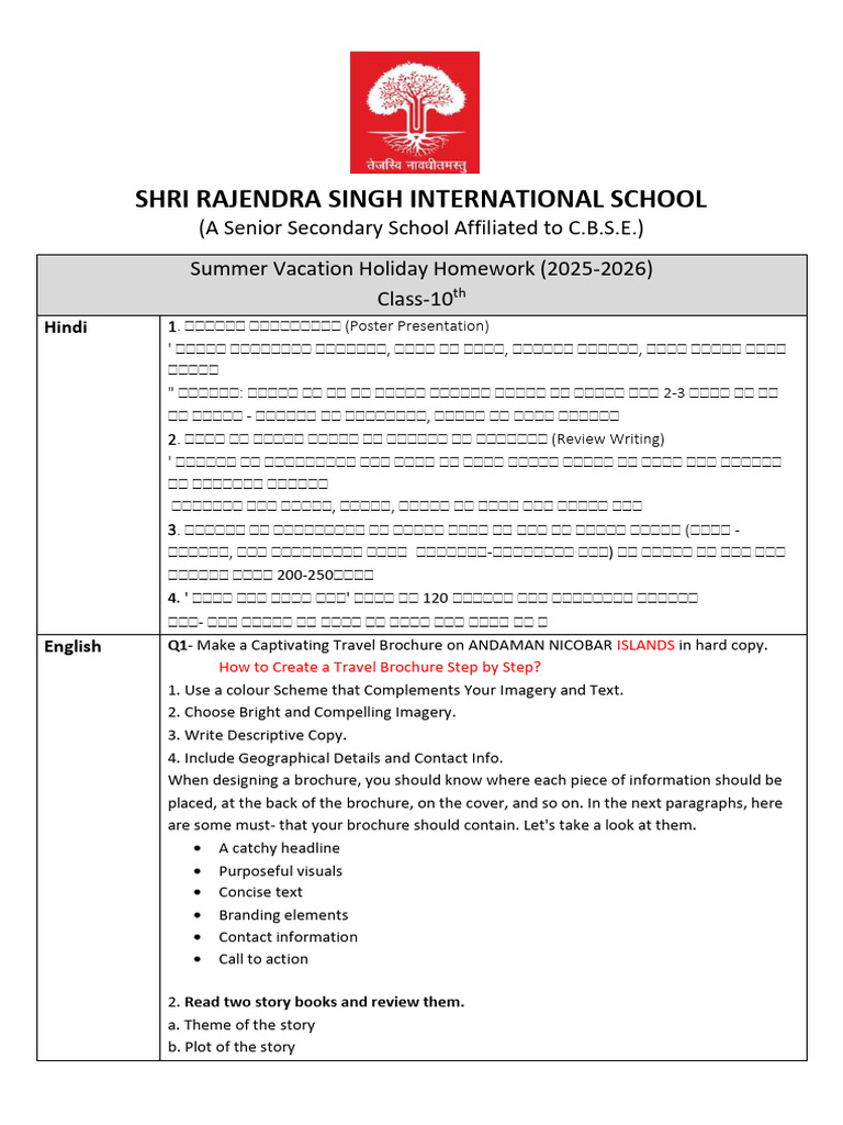 Class 10 Summer Homework 2025-26 | PDF | Quadratic Equation | Field ...