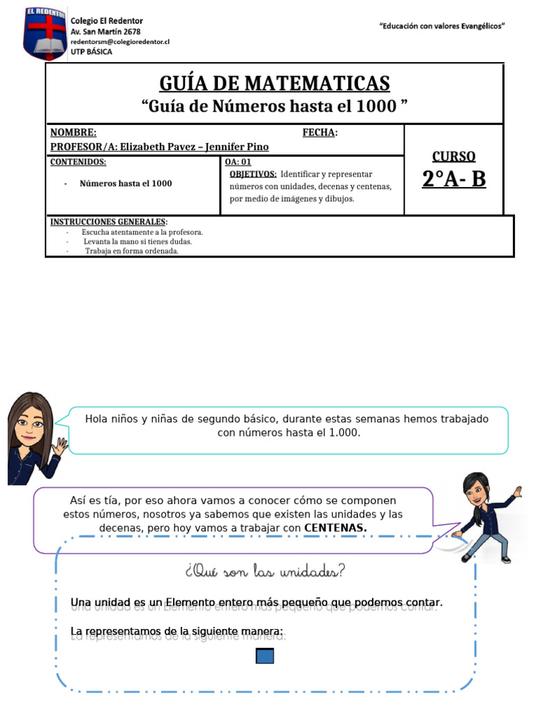 Guia de Matematicas de Numeros Hasta El 1000 | PDF