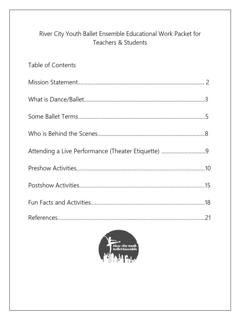 River City Youth Ballet Education Guide | PDF | Dances | Ballet