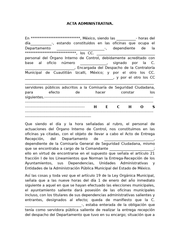 Acta Administrativa | PDF | México | Gobierno