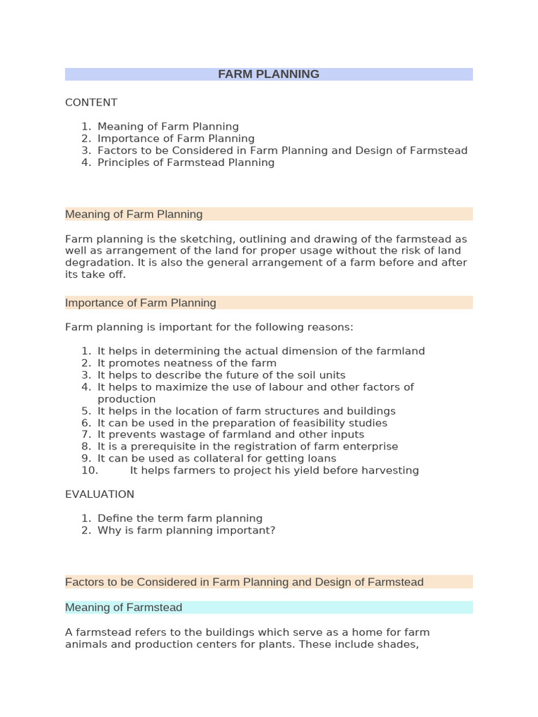 Principles of Farm Planning and Layout | PDF | Farms | Soil