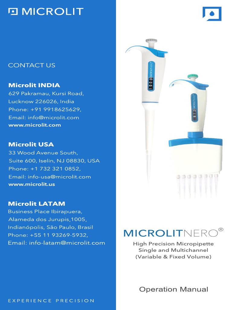 Microlit Nero Micropipette Overview | PDF