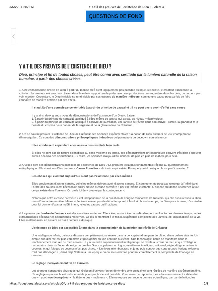 Preuves de l'existence de Dieu | PDF | Dieu | Existence de Dieu