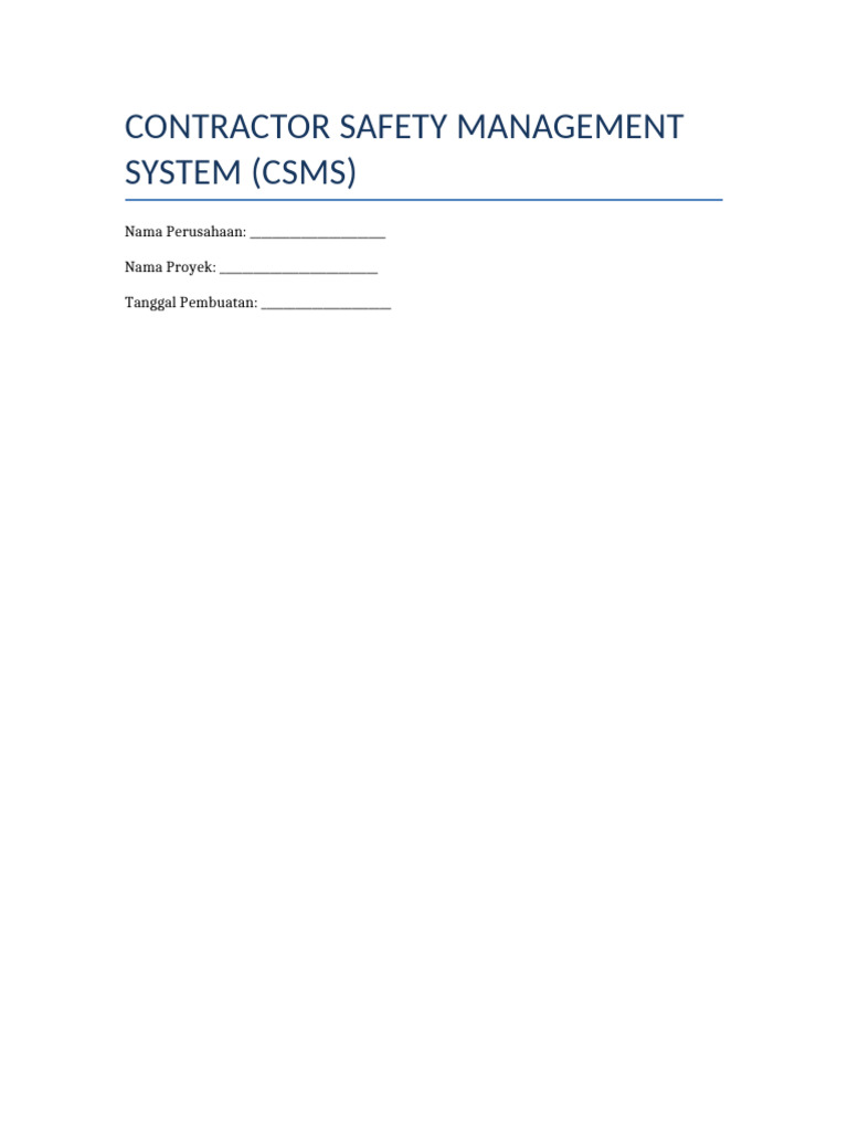 Tahapan dan Contoh CSMS K3 | PDF