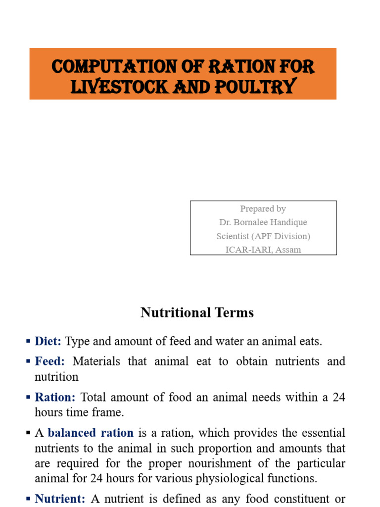 Computation of Ration 1 | PDF | Nutrition | Diet & Nutrition