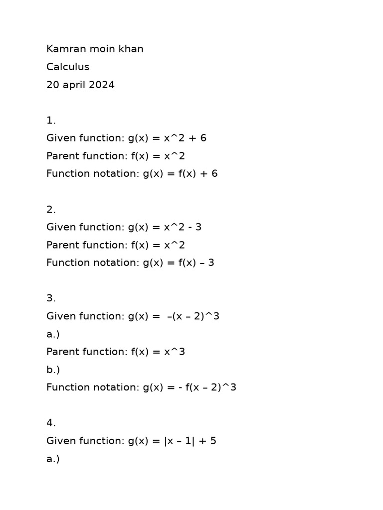 Calculus Function Notation Examples | PDF