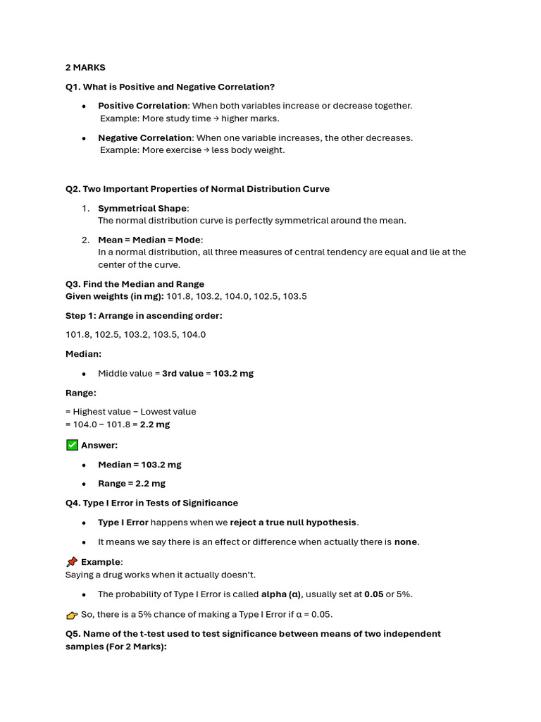 Understanding Correlation and Statistical Analysis | PDF | Type I And ...