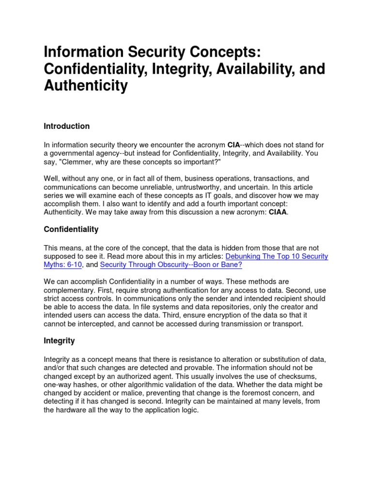 Information Security Concepts | PDF | Authentication | Information Security
