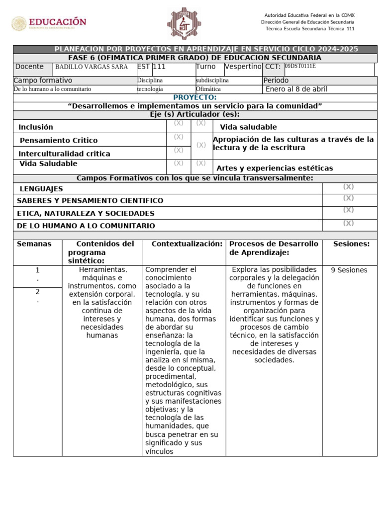 Planeación de Proyectos Educativos 2024-2025 | PDF | Calidad (comercial ...