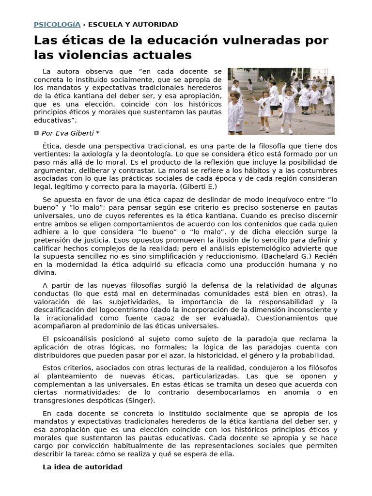 Ética y Autoridad en la Educación Actual | PDF | Moralidad | Enseñando