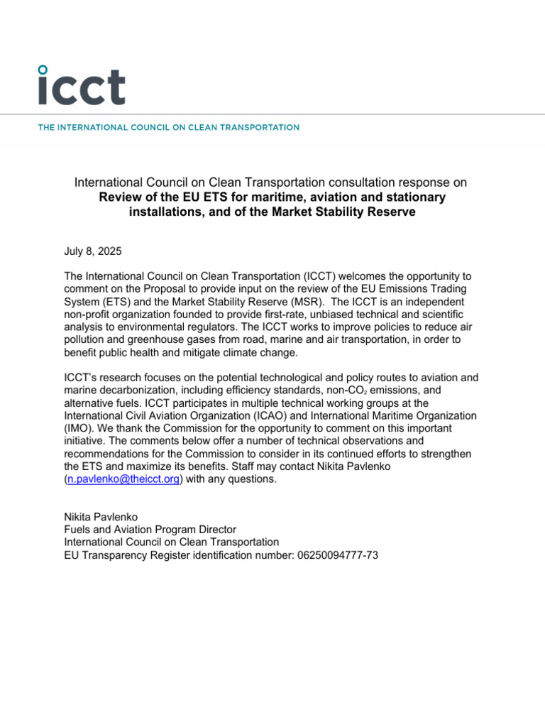EU ETS Review: ICCT Aviation Recommendations | PDF | Climate Change ...