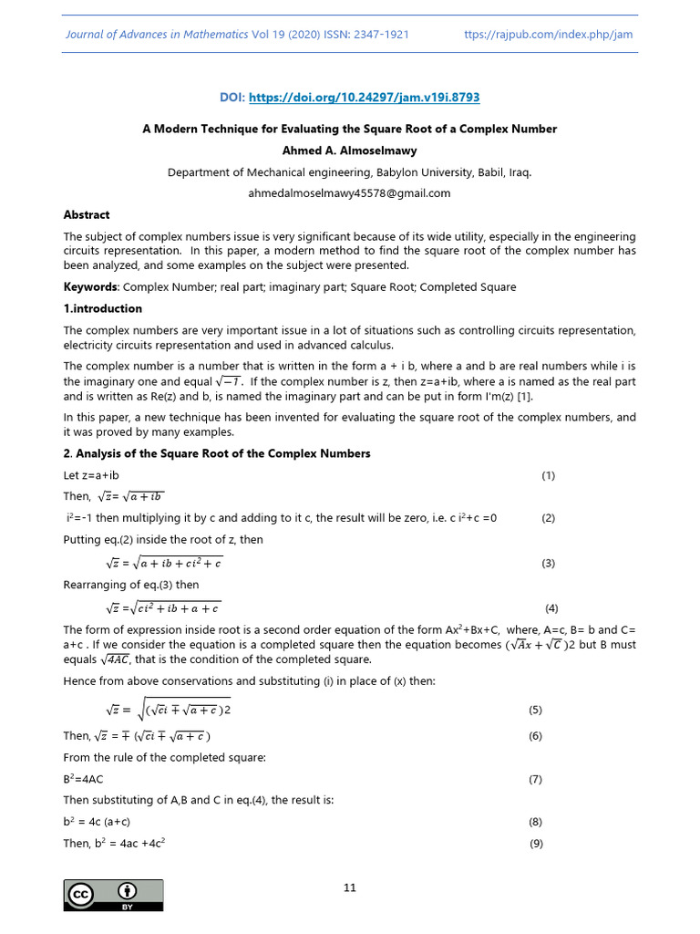 Evaluating Square Roots of Complex Numbers | PDF | Complex Number | Numbers