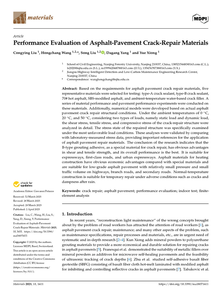Performance Evaluation of Asphalt-Pavement Crack-R | PDF | Deformation ...
