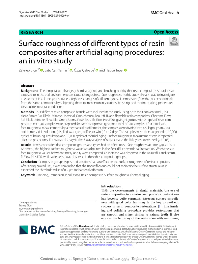 Surface Roughness of Resin Composites | PDF | Atomic Force Microscopy ...