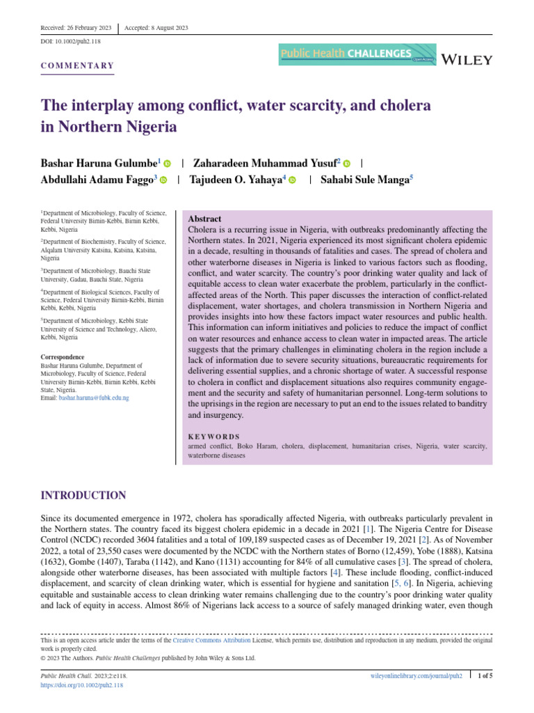 Cholera, Conflict, and Water Scarcity in Nigeria | PDF | Cholera ...