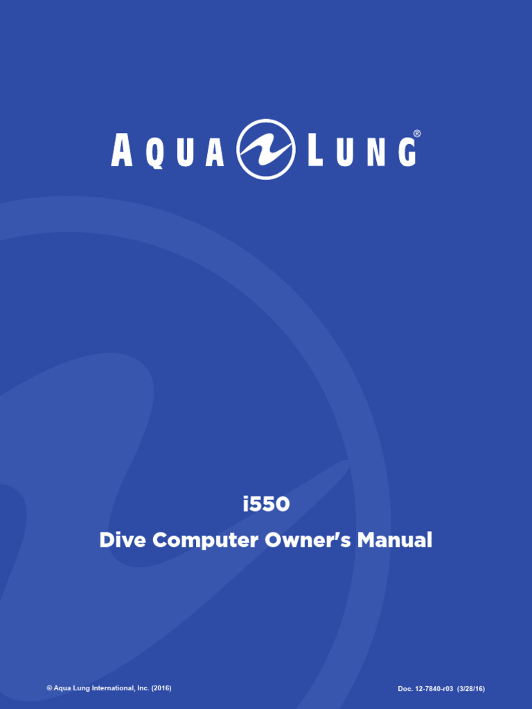 i550 Dive Computer Owner's Manual | PDF | Underwater Diving | Scuba Diving