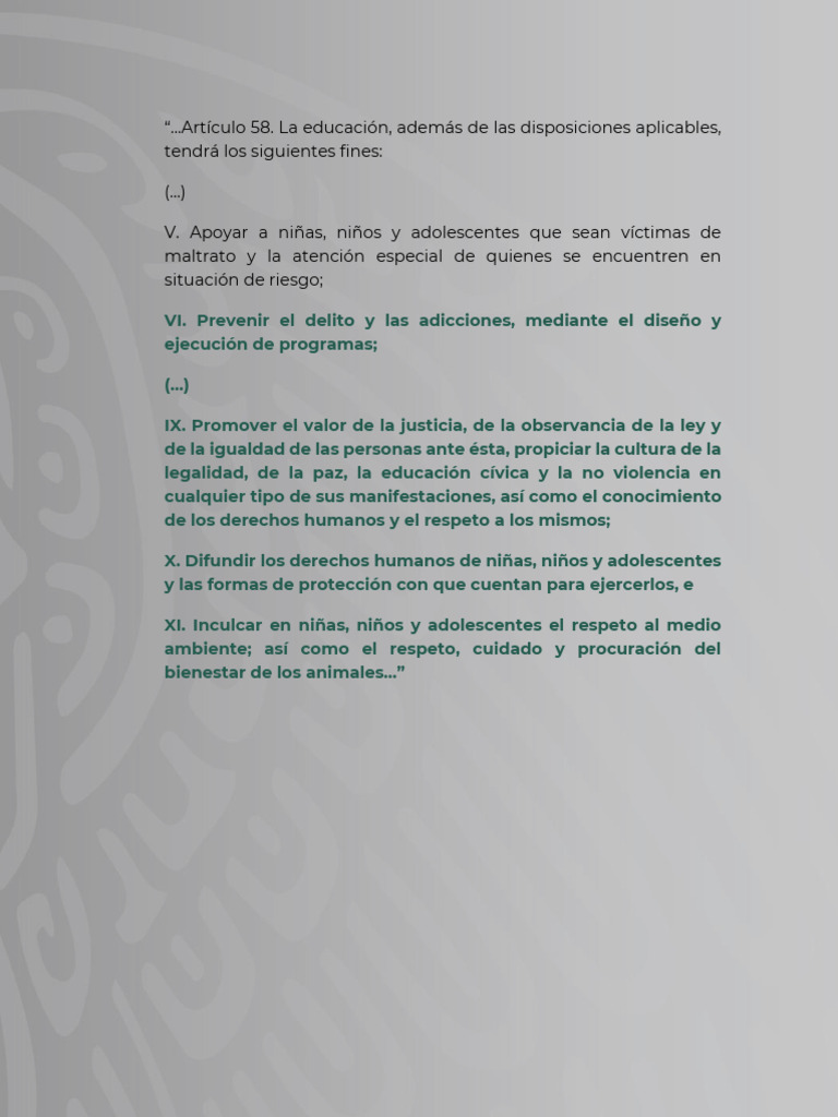 Fines de la educación según el Art. 58 LOPNA | PDF