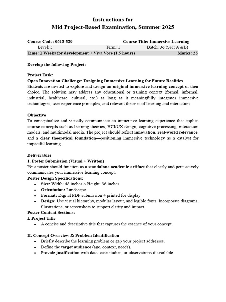 Immersive Learning Project Guidelines | PDF | Human–Computer ...