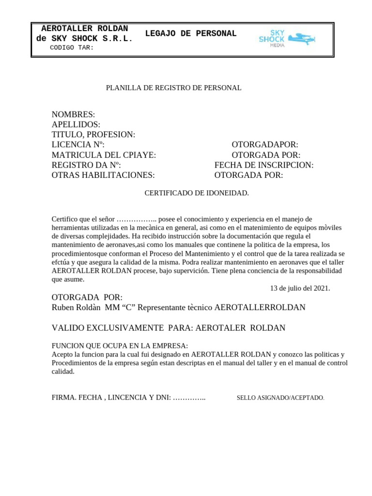 Listado de Personal-Hoja Proforma | PDF