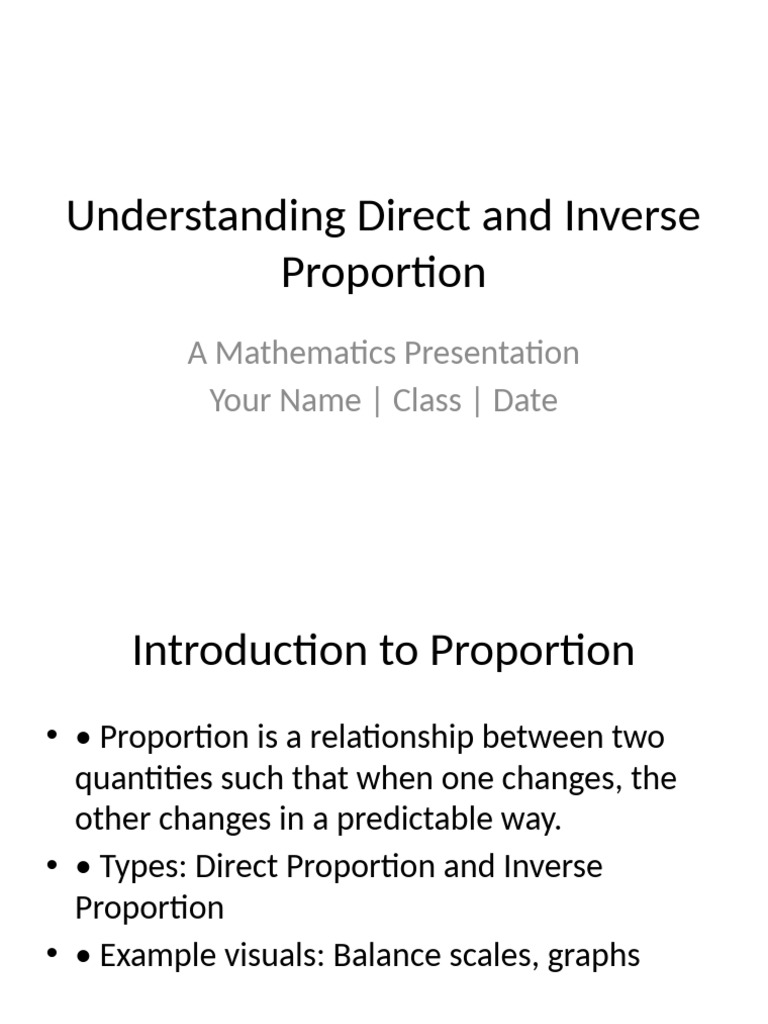 Direct and Inverse Proportion Explained | PDF | Cartesian Coordinate ...