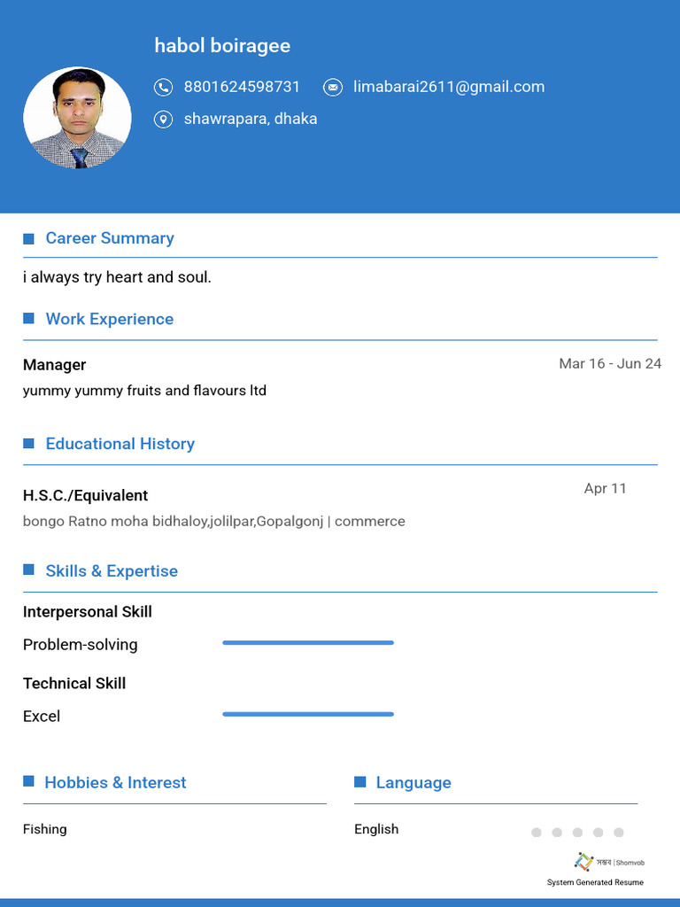 Resume of Habol Boiragee | PDF