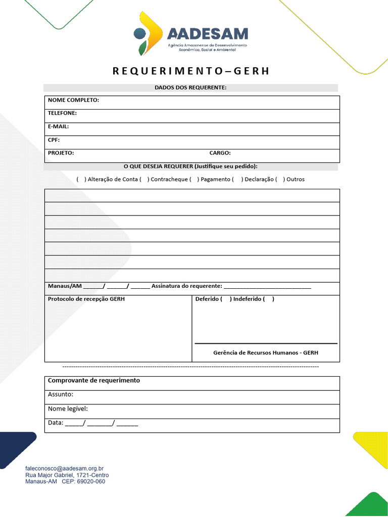 Formulário de Requerimento GERH Manaus | PDF