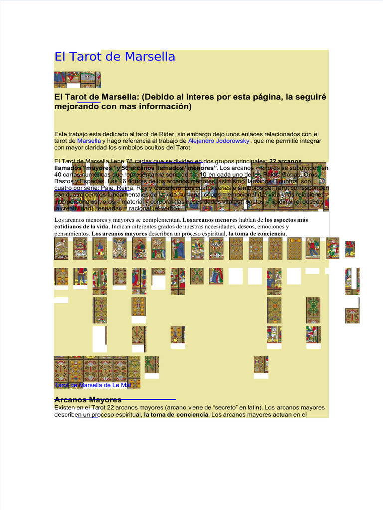 Tarot de Marsella: Arcanos y Significados | PDF | Tarot | Amor