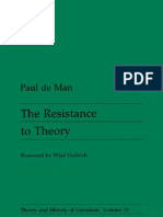 Paul de Man - The Resistance To Theory