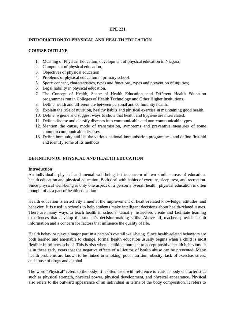 Introduction to Physical Health Education | PDF | Infection