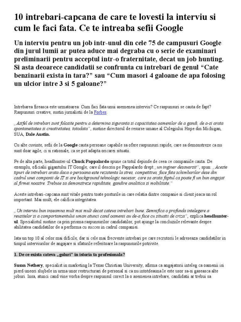 Intrebari Capcana 10 Intrebari | PDF