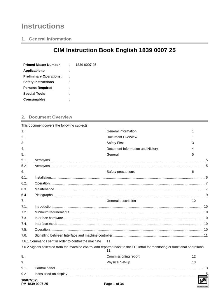 CIM Instruction Book English 1839000725 | PDF | Valve | Pipe (Fluid ...