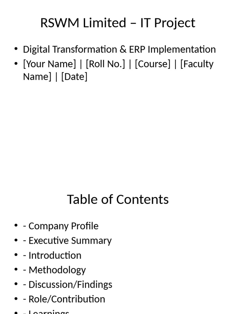 RSWM IT Project Reuploaded | PDF