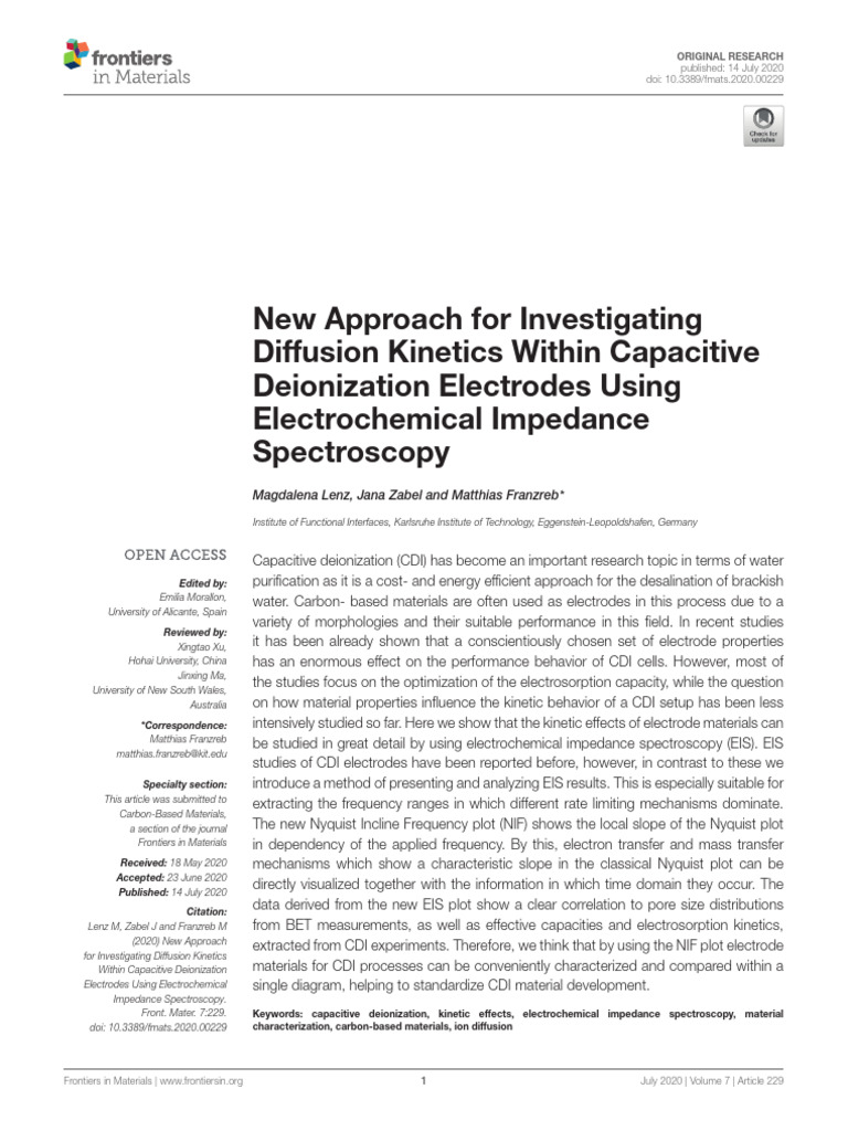 Investigating CDI Electrode Kinetics with EIS | PDF | Applied And ...