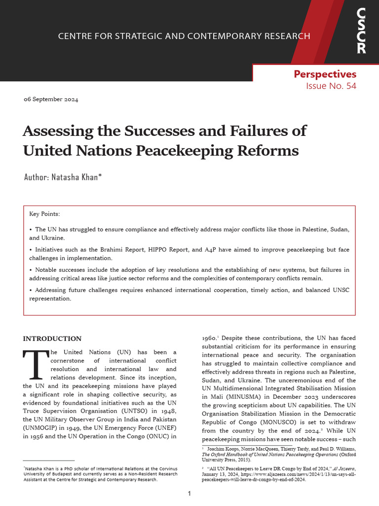 UN Peacekeeping: Successes and Failures | PDF | United Nations ...