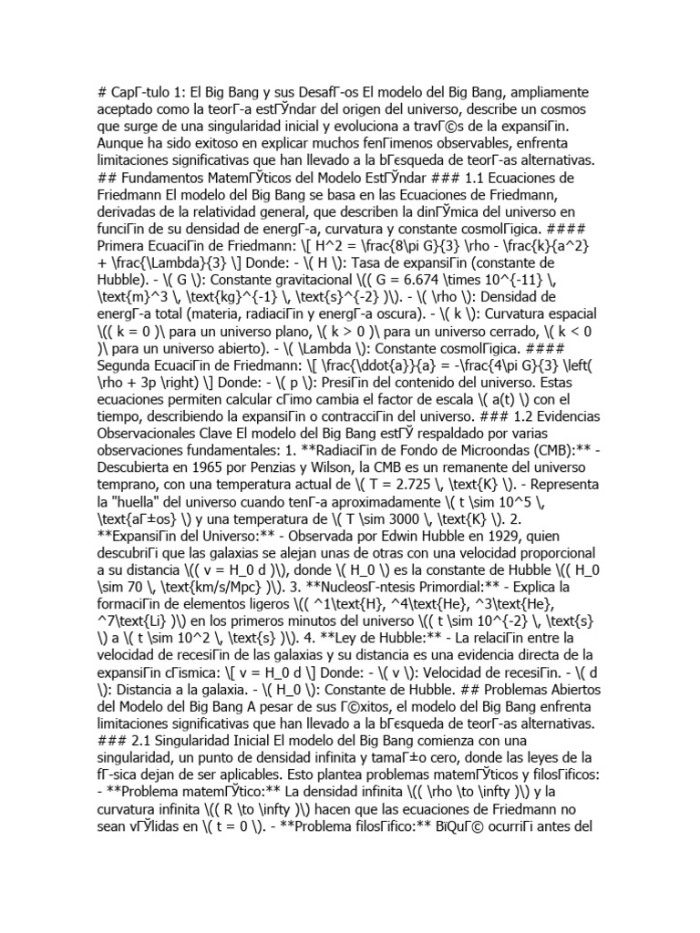 Capítulo 1 - El Big Bang y Sus Desafíos | PDF | Big Bang | Universo
