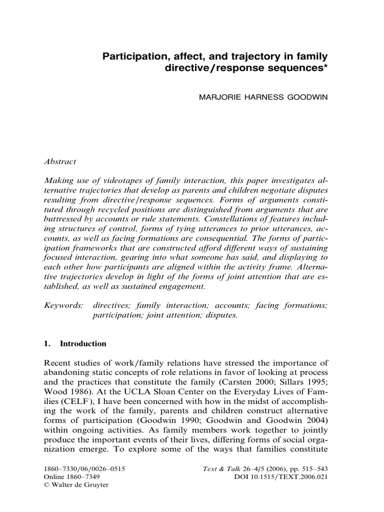 Participation, Affect, and Trajectory in Family Directive:Response ...