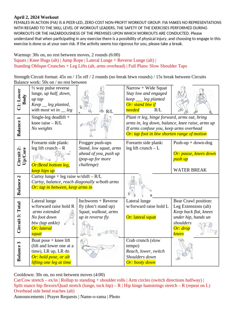 April 2024 FIA Workout Plan | PDF | Musculoskeletal System | Physical ...