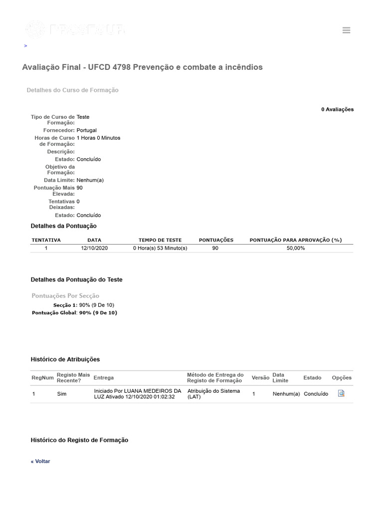 Avaliação UFCD 4798: Incêndios | PDF