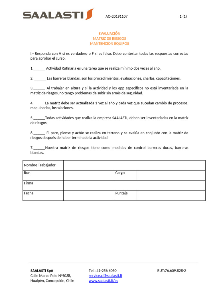 Evaluación de Riesgos en Mantenimiento | PDF
