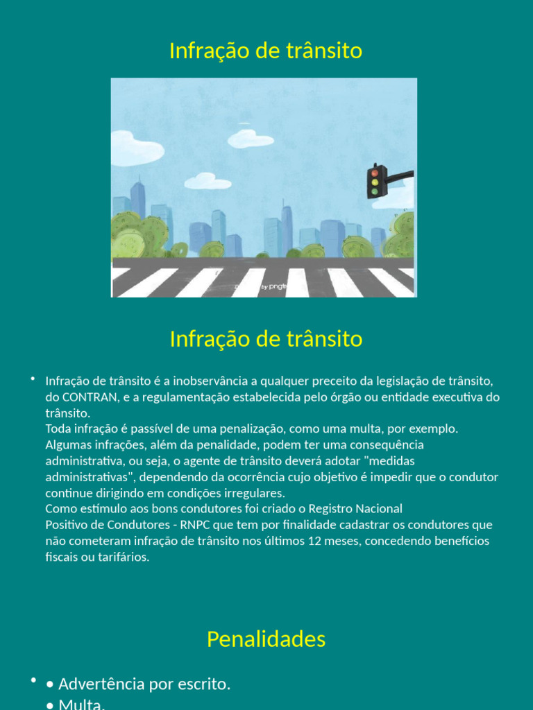 Infração de Trânsito - PPTX 2024 Slides | PDF | Homicídio | Tráfego