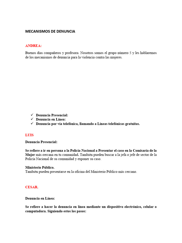 Mecanismos de Denuncia | PDF