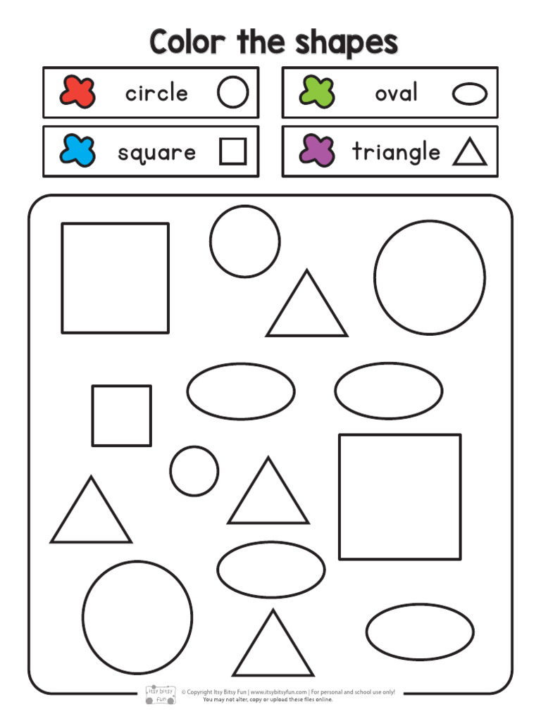 Color Shapes Worksheet for Kids | PDF | Shape | Euclidean Geometry