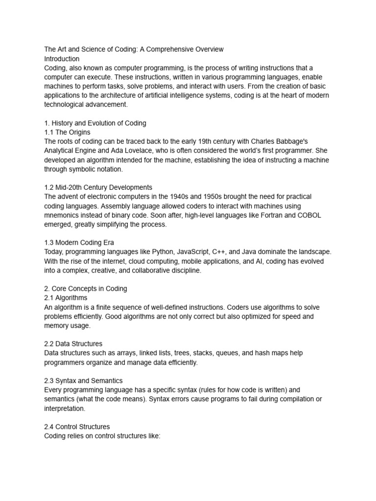 The Art and Science of Coding - A Comprehensive Overview | PDF ...